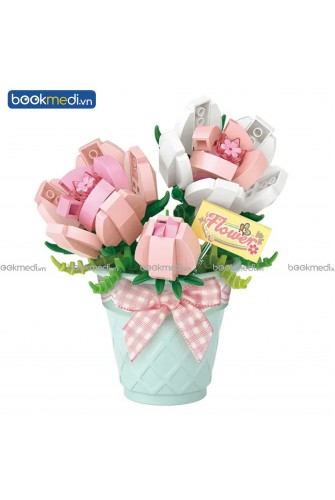 Đồ Chơi Lắp Ráp Mô Hình Chậu Hoa Hồng (Roses) Hãng Loz