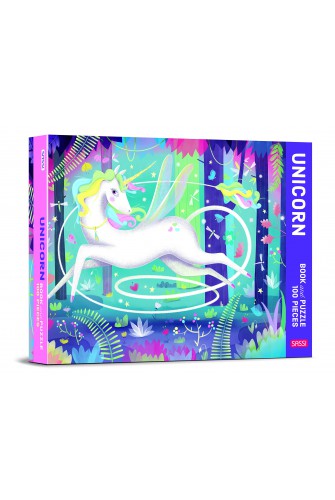 Book & Giant Puzzle - Unicorn - 100 Pieces