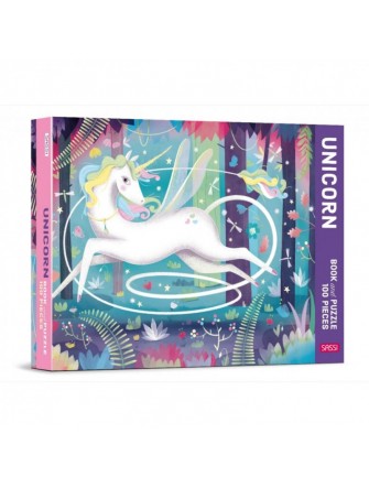 Book & Giant Puzzle - Unicorn - 100 Pieces