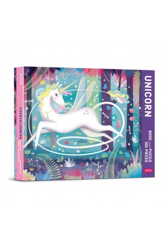 Book & Giant Puzzle - Unicorn - 100 Pieces