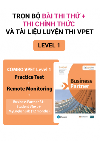 Trọn bộ VPET Thi tại nhà có giám thị từ xa LV1 + Thi thử + Ebook Business Partner B1 kèm MEL